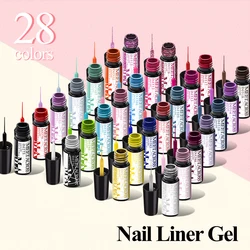 MEET ACROSS 6/28Pcs Line Gel Nail Polish Set Semi Permanent Nail Art Liner UV Gel DIY Painting Drawing Varnish Manicure Kits