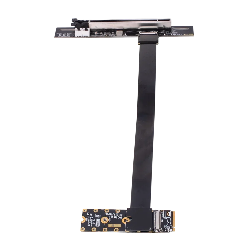 كابل محول FFC PCIe 5.0 M.2 NGFF NVMe إلى PCIE x16 GPU خارجي GEN5 بزاوية 90 لبطاقة الرسومات Nvidia/AMD للكمبيوتر الشخصي
