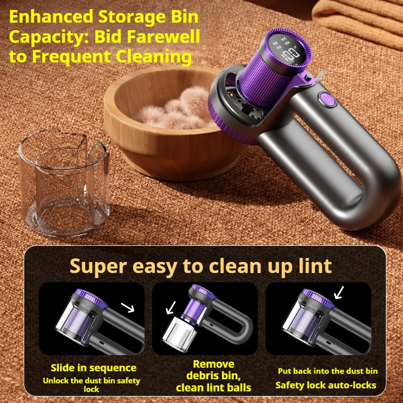 New Digital Display Lint Remover, 6‑Blade Carbon Steel Blades Type‑C Fast Charging for Sweaters, Linen & Various Fabrics