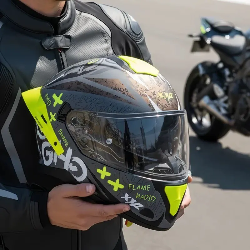 

Мотоциклетные шлемы, противотуманные двойные линзы, большой хвост, анфас, мотоциклетные легкие гоночные шлемы, Casque Moto Casco