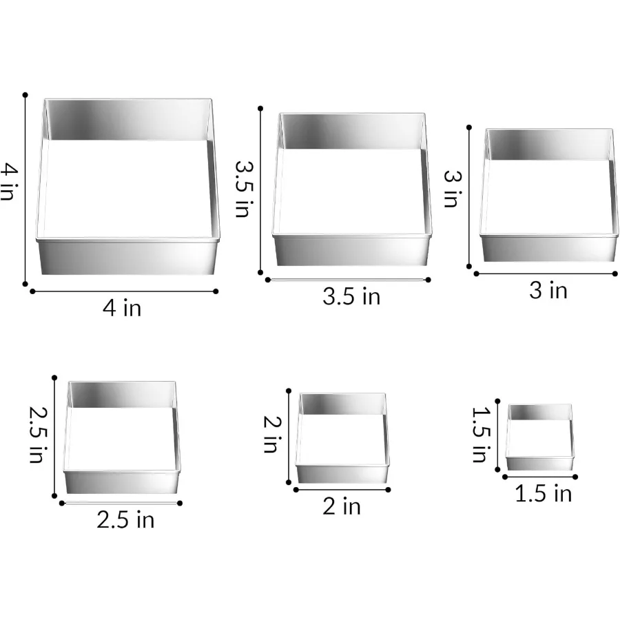6PCS Square Ce Cutter Set Large Geometric Stainless Steel Baking Supplies for Hade Ces Square Plaque Ce Cutters Shapes Biscuit