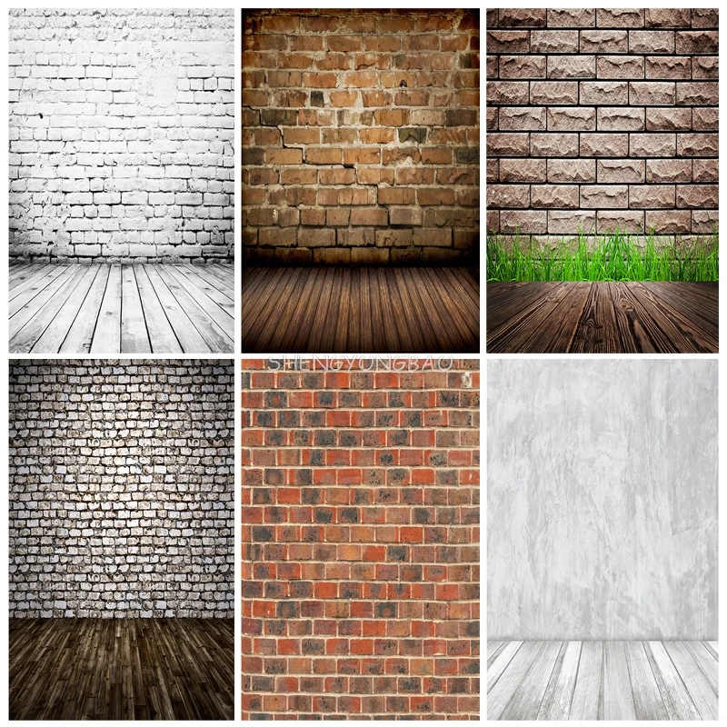 Vinyl Custom Vintage Brick Wall Wooden Floor Photography Backdrops  Graffiti Photo Background Studio Prop 17056 TW-11