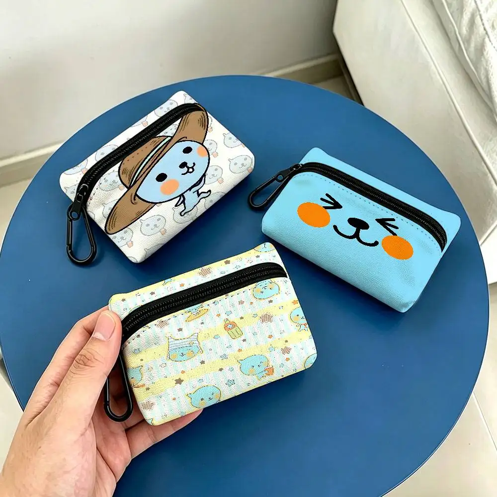 Cute Q-Qoo-O Cartoon Compact Oxford Cloth Zipper Pouch Detachable Carabiner Mini Coin & Key Wallet