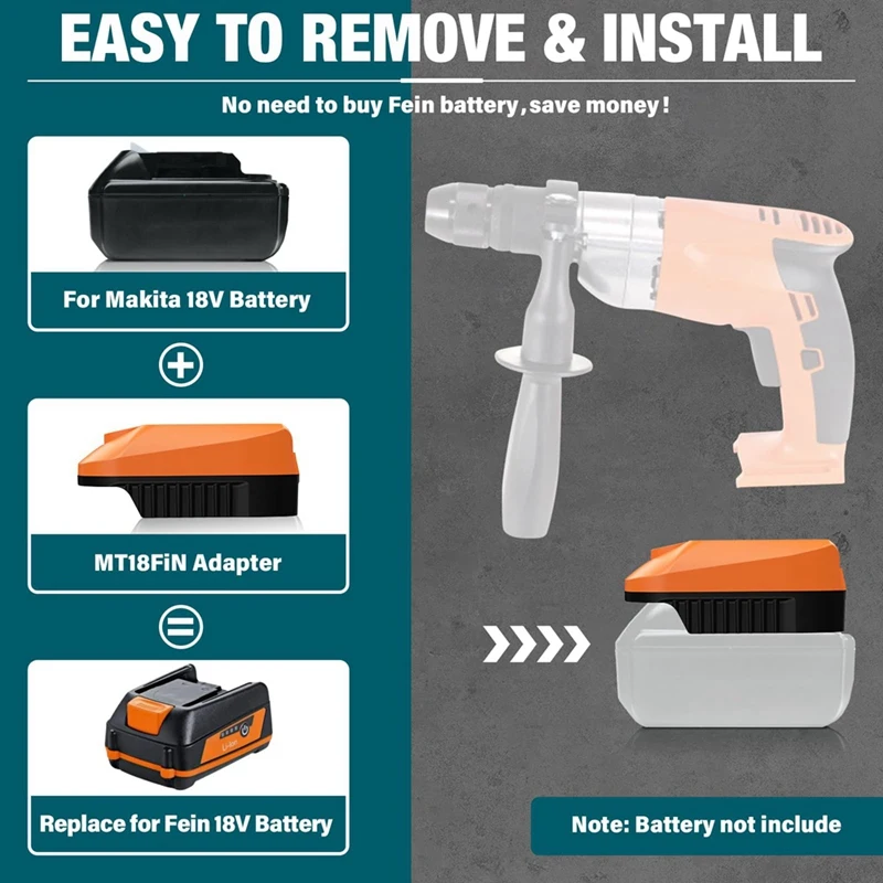 MT18FIN Battery Adapter For Makita 18V Li-Ion Battery Convert To For Fein 18V Power Tool Battery For FEIN ABS 18 Battery