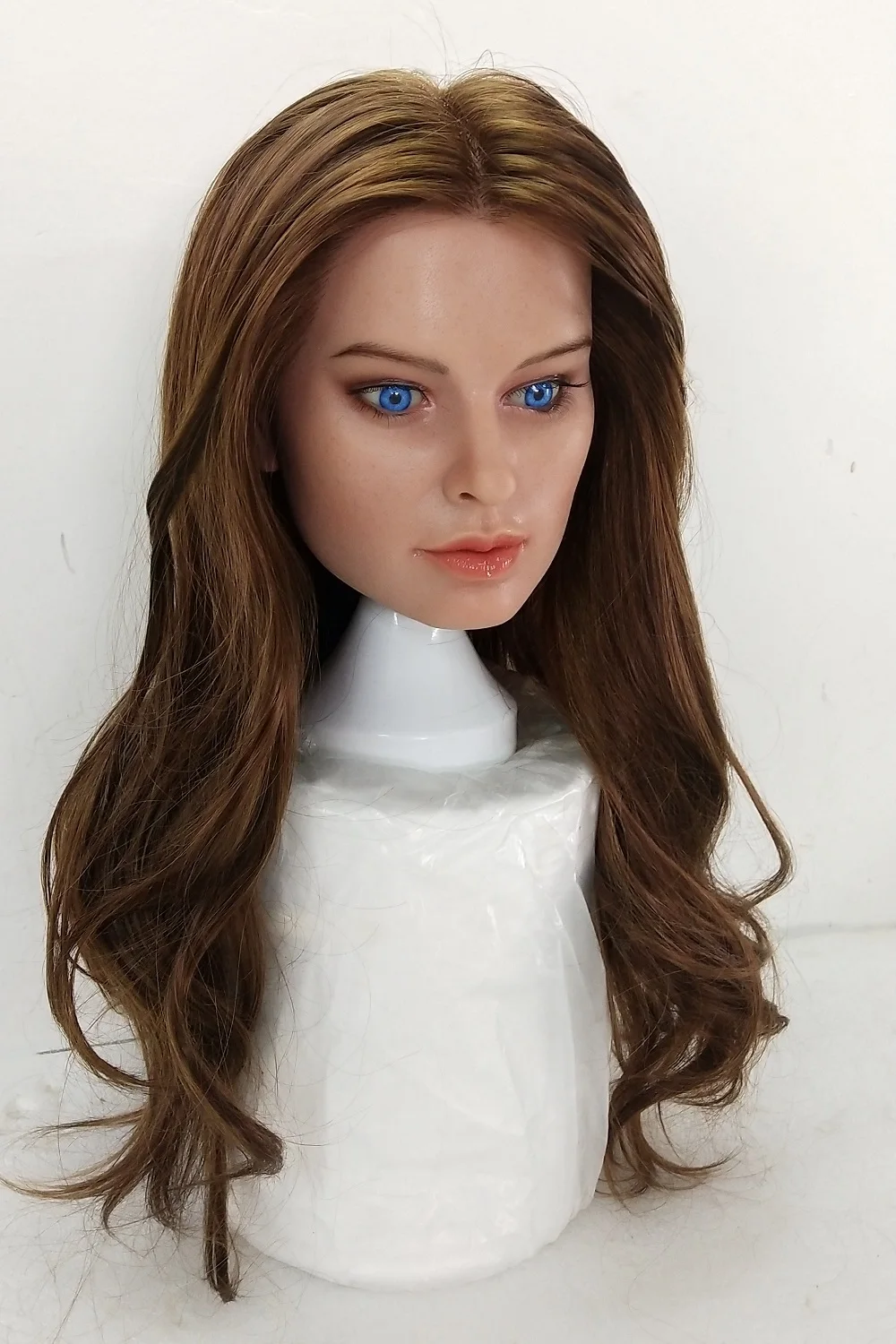 

Sex Doll Head Full Silicone Realistic Beauty Face Full Implanted Hairs Lifelike Adult Love Toys Heads Fits Men Masturbator