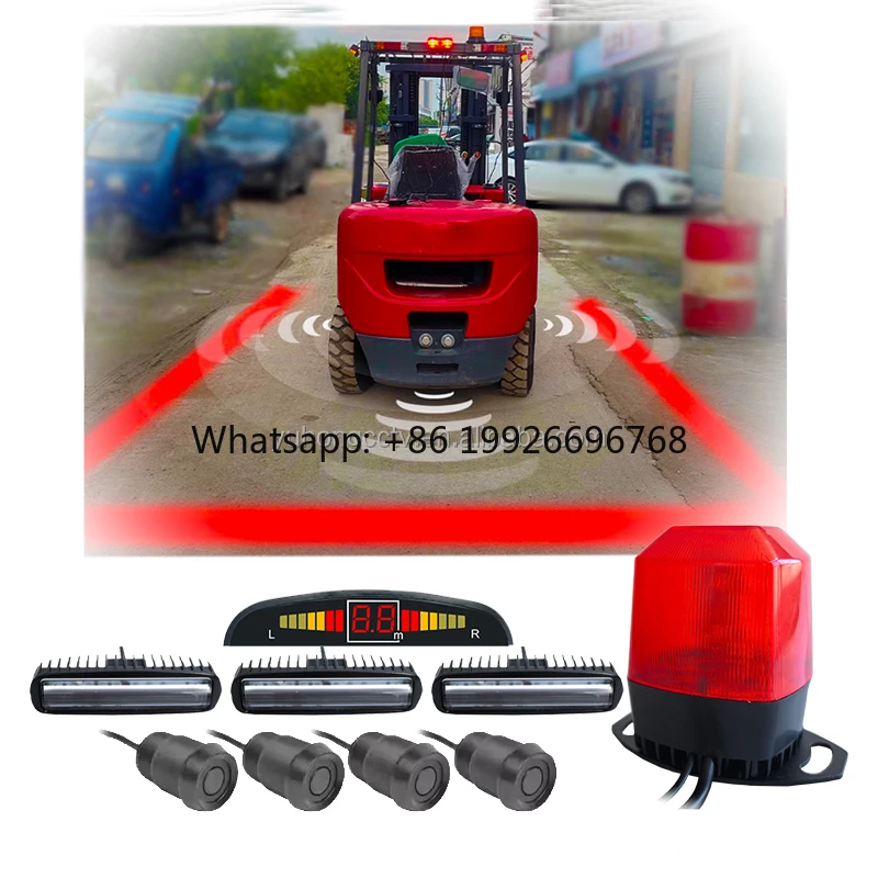 

Forklift Pedestrian Warning Light Red Zone Light Reversing Assist Radar Detector 12-80V IP68 Waterproof Warehouse Safety System