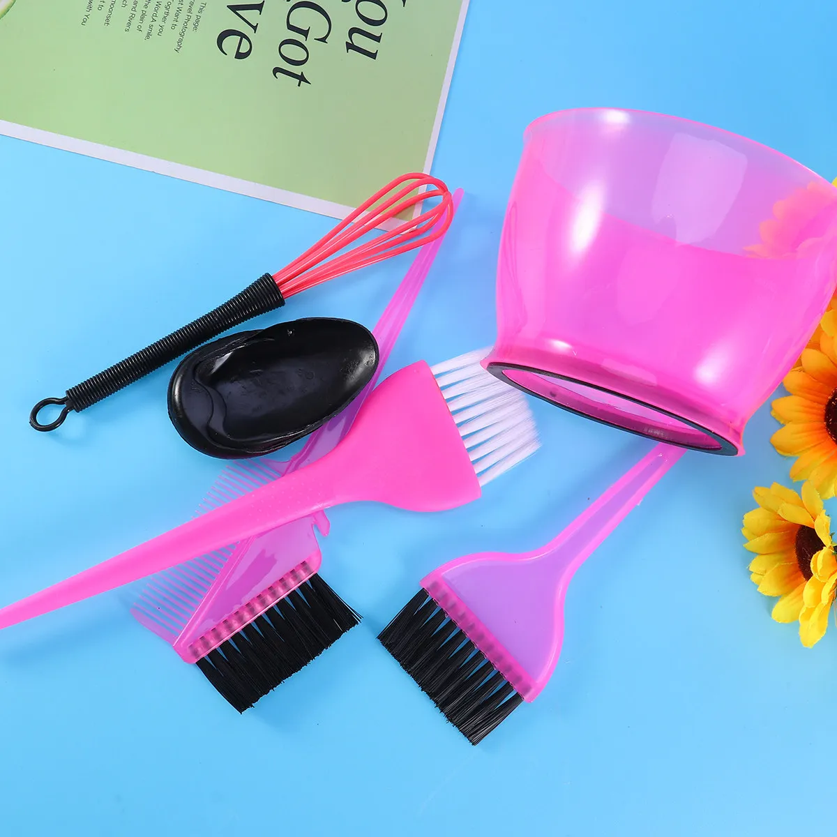 

6Pcs Hair Coloring Kits Sets Plastic Hairdressing Tinting Tools Smooth Surface Salon Home Use Hair Dyeing Kits Practical