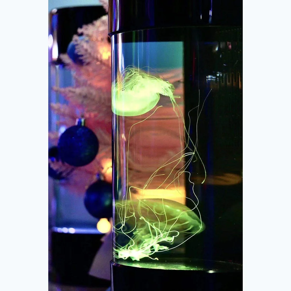 Household Modern Eco-friendly Desktop Marine Smart Black Acrylic Jellyfish Aquarium Cylinder with LED Light and Cutting Service