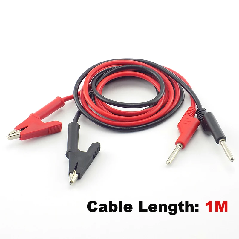 Cable de plomo de prueba de línea de doble extremo, voltaje eléctrico, enchufe Banana y pinza de cocodrilo, multímetro de 15A, Conector de prueba DIY J17