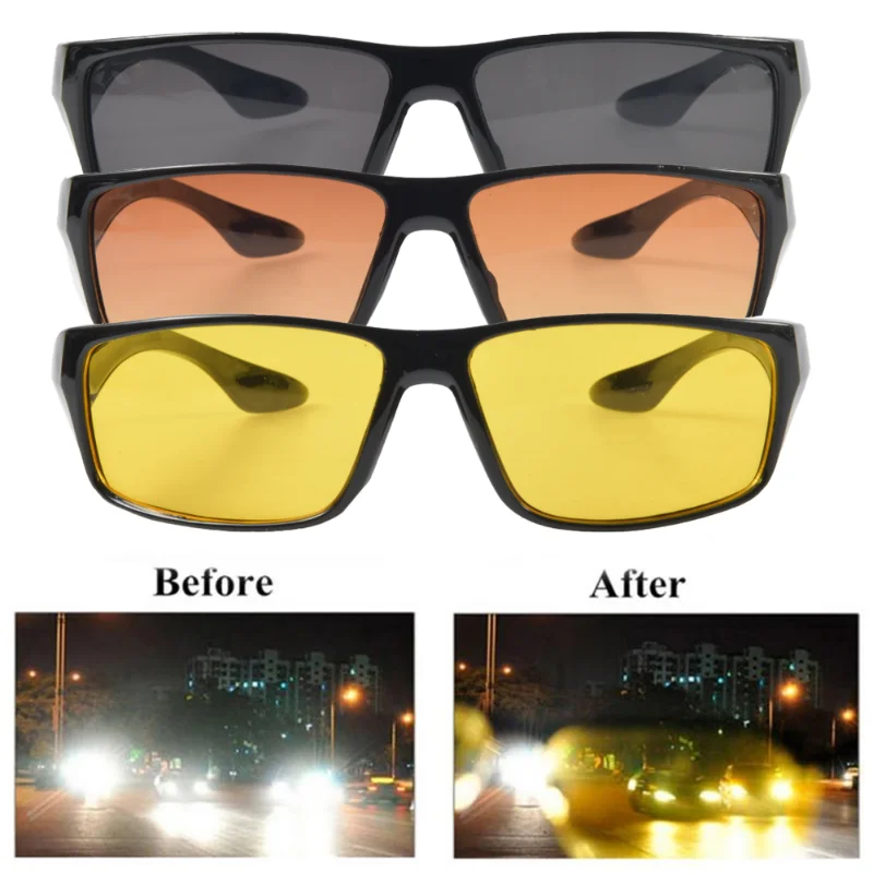 Car Night Vision Goggles Anti-Glare Sunglasses UV Protection Eyewear Enhanced Light Motorcycle Driving Glasses Car Accessries