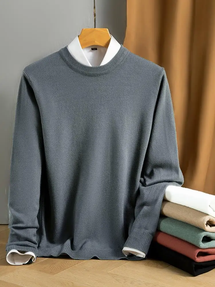 

Men's round Ne Knitted Sweater Casual Commute Pure Color Inner irt Autumn Winter Regular Fit Long Sve Basic Sle