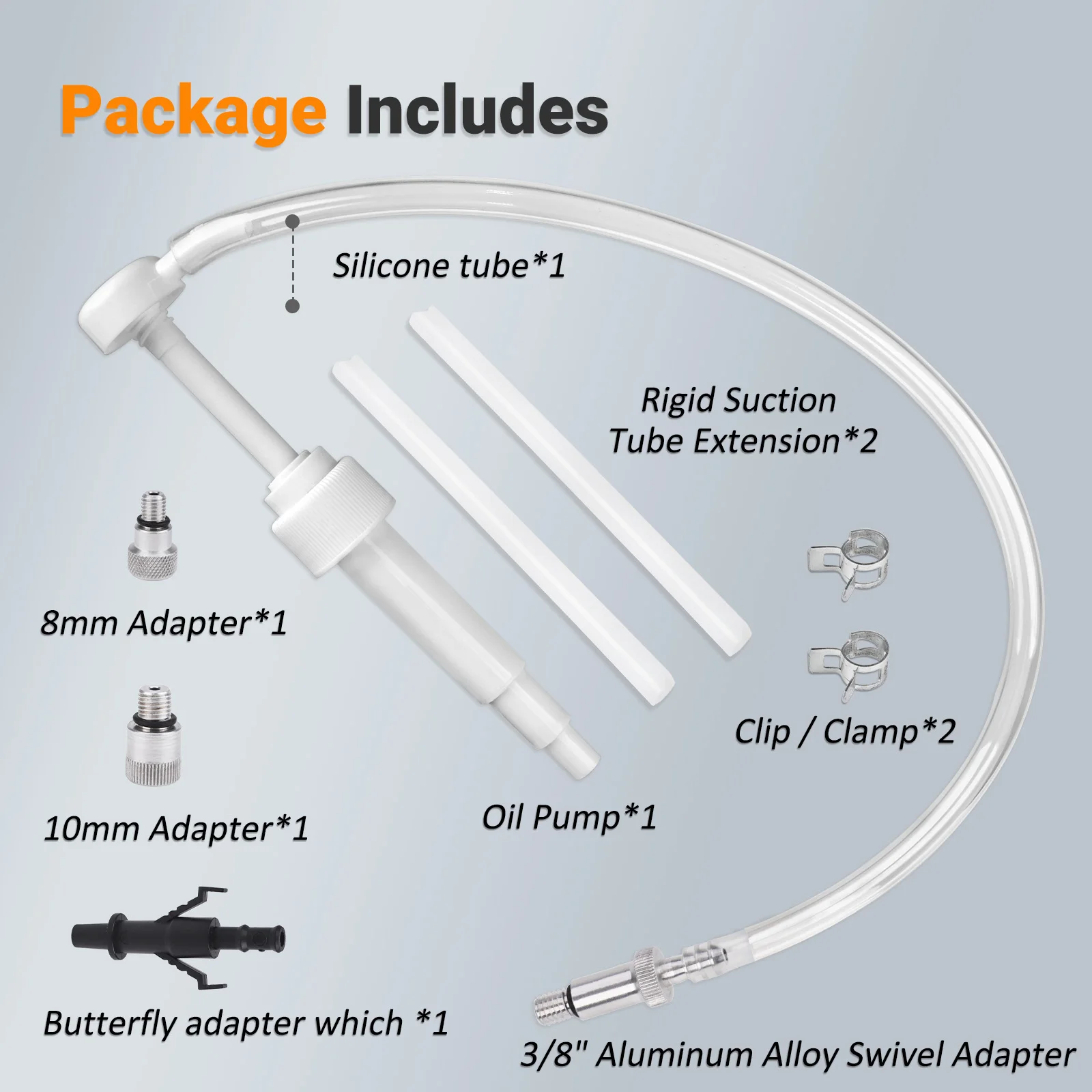 

Universal Lower Unit Fluid Gear Oil Pump with 3/8inch 8mm 10mm Adapters for Standard Quart Bottles Fit Mariner Outboards Motors