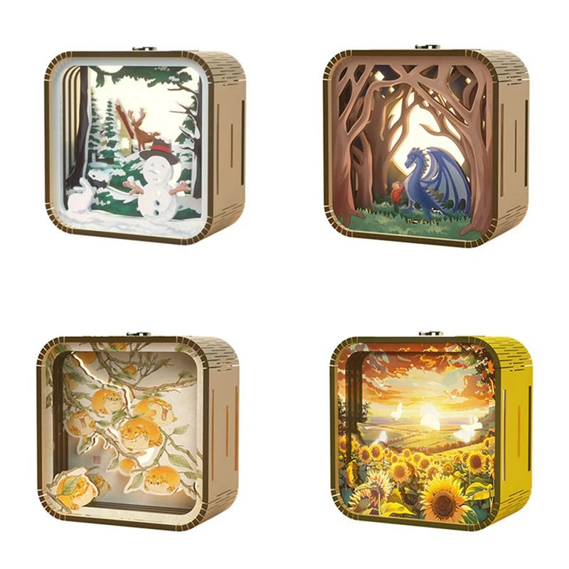 TKOH-Nightlight Regali Tocco a mano Cartoon Luci d'atmosfera stereo in legno fai-da-te Regali per la stagione di laurea