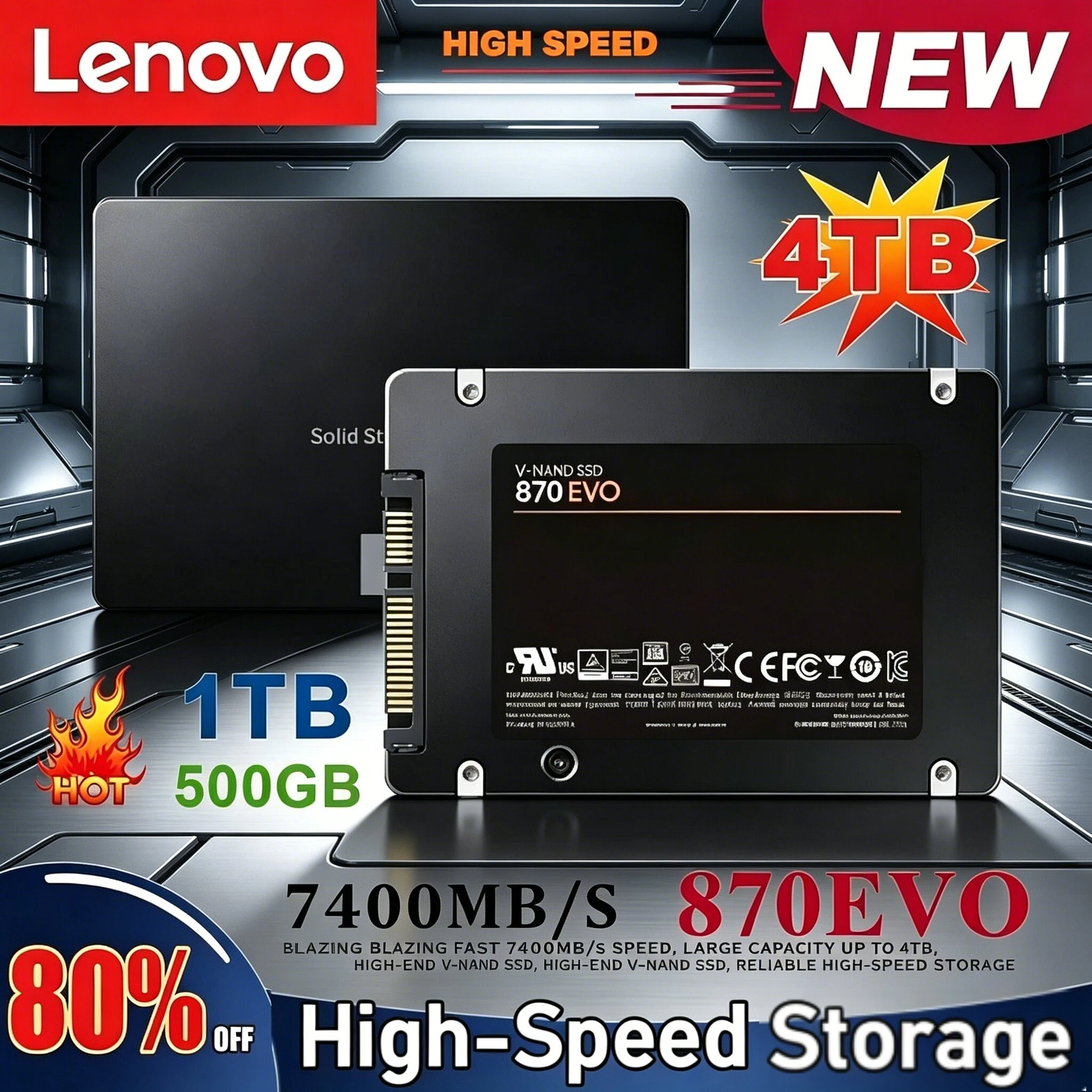 

Lenovo Solid State Disk SSD 870 EVO 4TB 2TB Internal HDD Hard Drive Sata3 2.5 Inch For Laptop Microcomputer Desktop