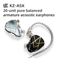 KZ ASX Headset 20 BA Units HIFI Bass In Ear Monitor balanced armature Earphones Noise Cancelling Earbuds Sport