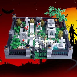 MOC City Building Blocks Scene Accessories Halloween Cemetery Model Plant Flowers Bat Toy Set Construction Bricks Gift K039 DIY