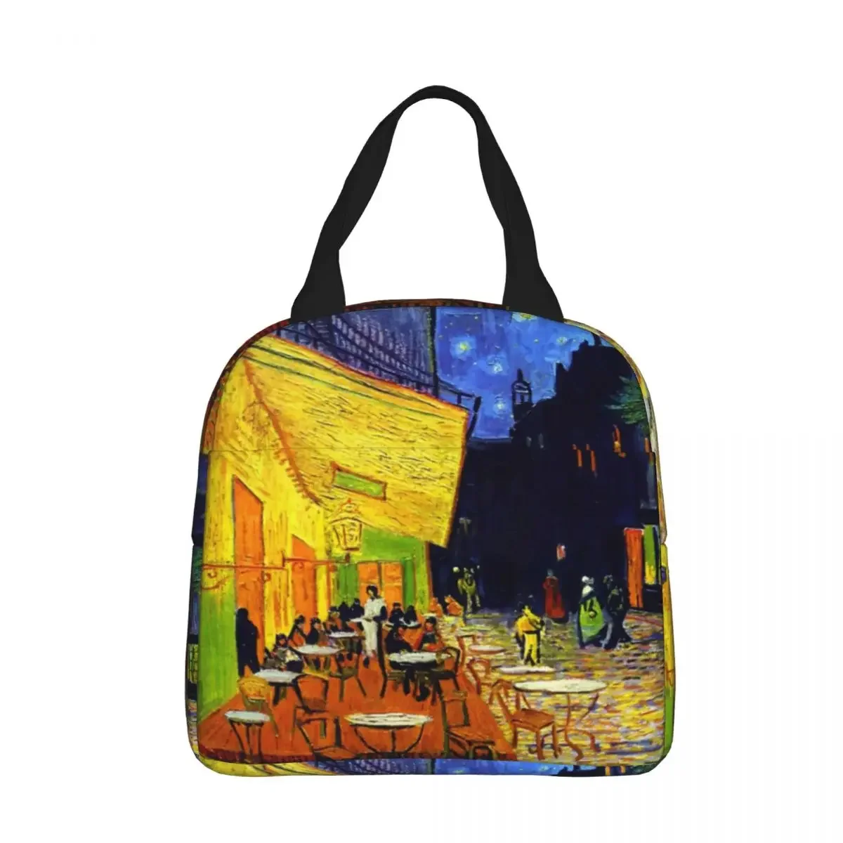 Cafe Terrace At Night Van Gogh Paris Scenery Insulated Lunch Bags High Capacity Art Starry Thermal Bag Lunch Box Tote Outdoor