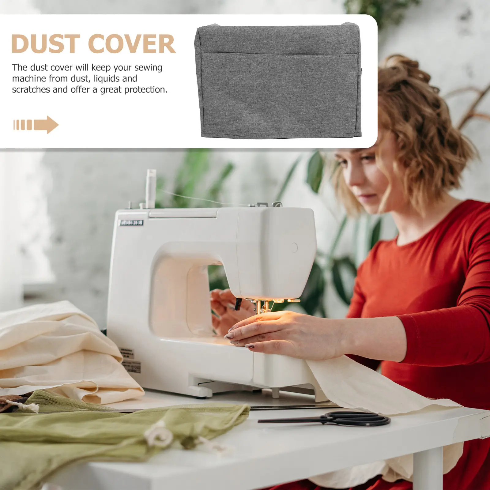 

Universal Sewing Machine Cover Foldable Water Resistant Oxford Cloth with Dual Side Storage Pockets for Tools Needles Threads