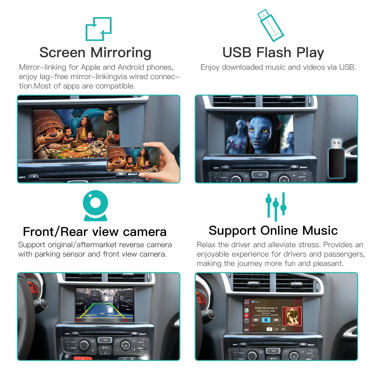 Wireless Carplay Android Auto for Peugeot Citroen SMEG NAC Picasso for Peugeot 308 508 208 3008 module mirror link accessories