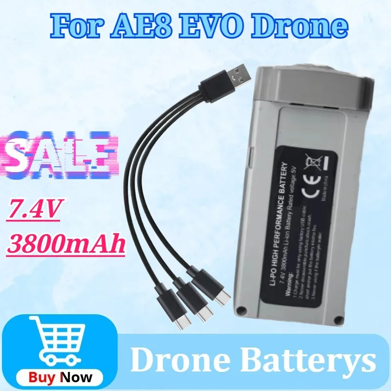 

Аккумулятор 7.4V 3800mAh для дронов U7pro Phantom, YHP9, P26, P1, аксессуары для пультов ДУ, зарядный кабель, запасные части