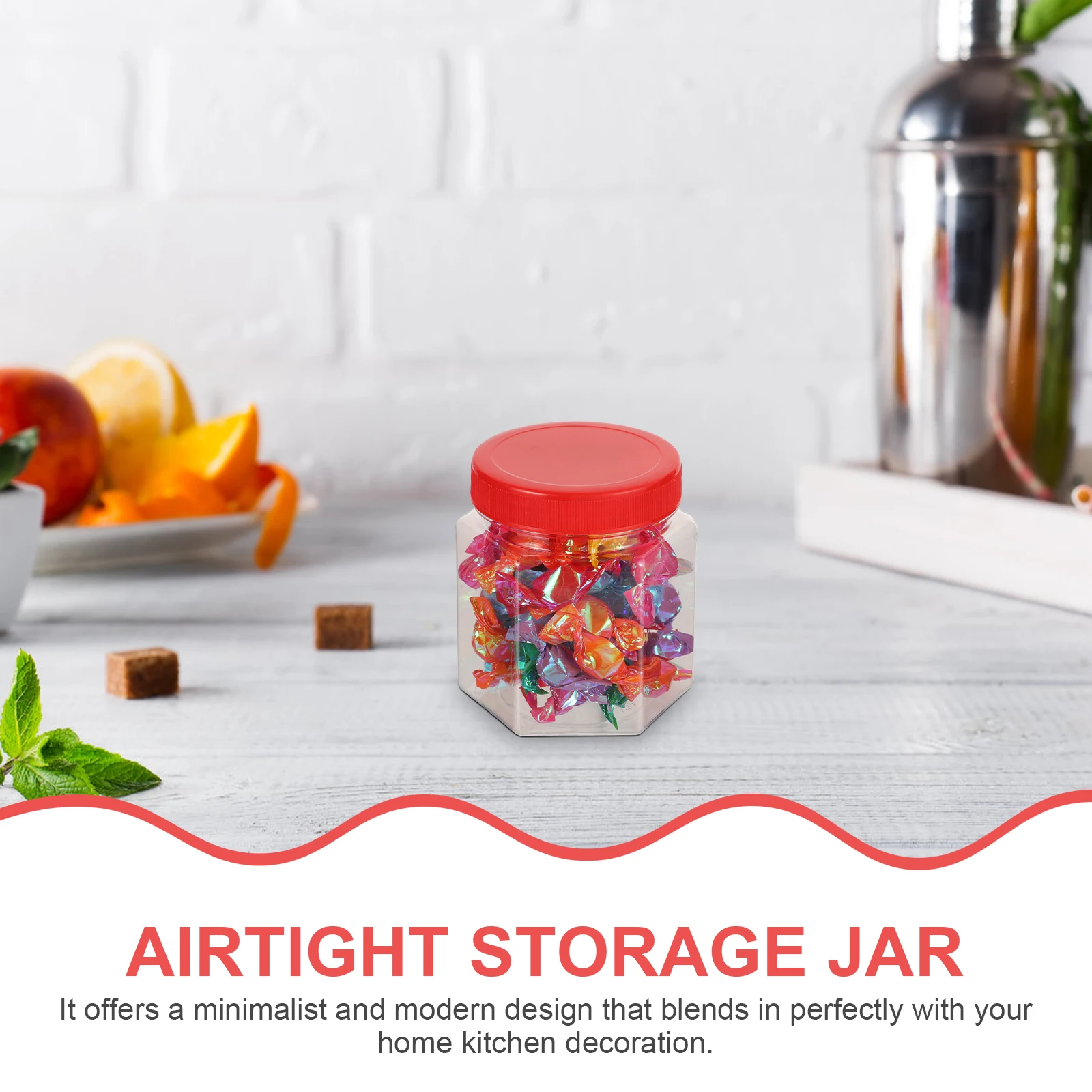 

6pcs 280ml 300ml Plastic Sealing Can Dry Food Jar Sugar Storage Containers Airtight Kitchen Use PET Bottle Hexagonal