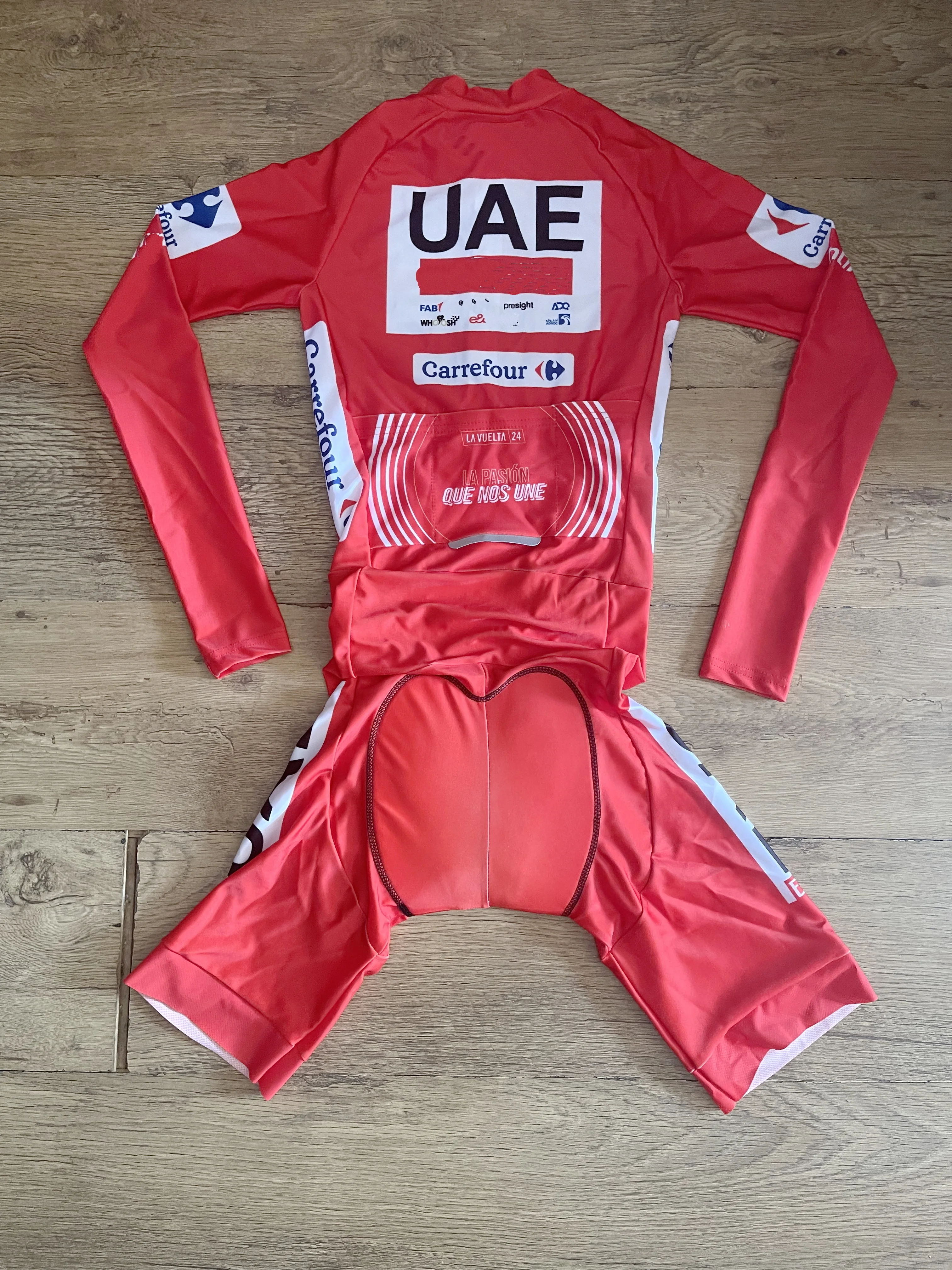 LASER CUT Skinsuit 2024 UAE TEAM VUELTA Bodysuit LONG SLEEVE Cycling Jersey Bike Bicycle Clothing Maillot Ropa Ciclismo