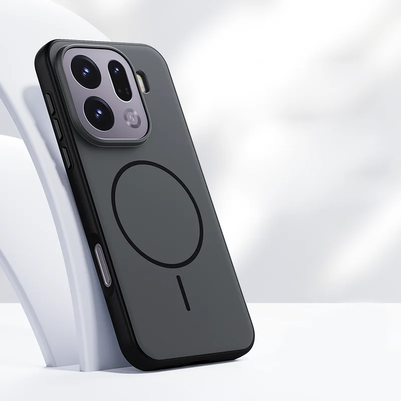 Für OPPO Find X9 Pro Hülle Magnetische Zweifarbige Matte PC + TPU Hautfreundliche Rückabdeckung mit Metallknopf für Find X 9