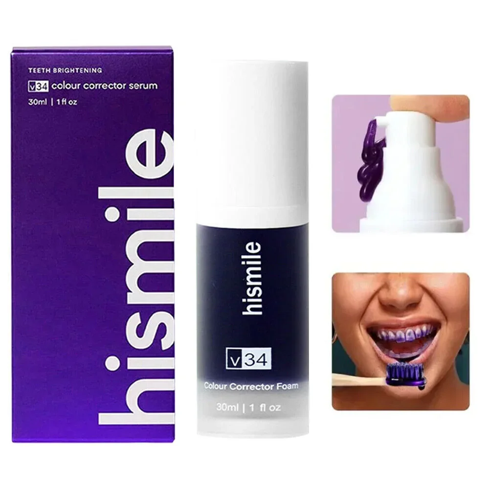 Hismile Tooth Cleansing Purple Corrector Teeth Toothpaste Effective Whitening Teeth Mousse Oral Cleaning Whitening Toothpaste