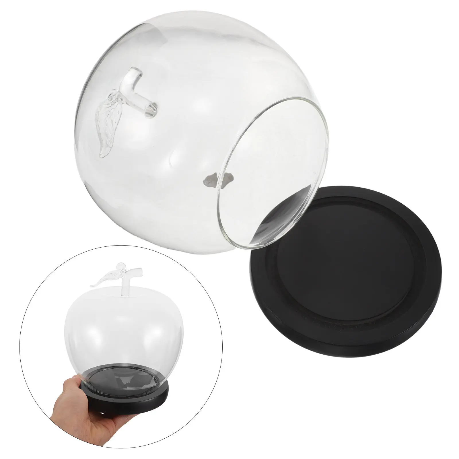 Glass Dome Cloche Apple Shape Transparent Cover for Preserved Flower Display Decoration Eternal Flower Glass Dome Dustproof