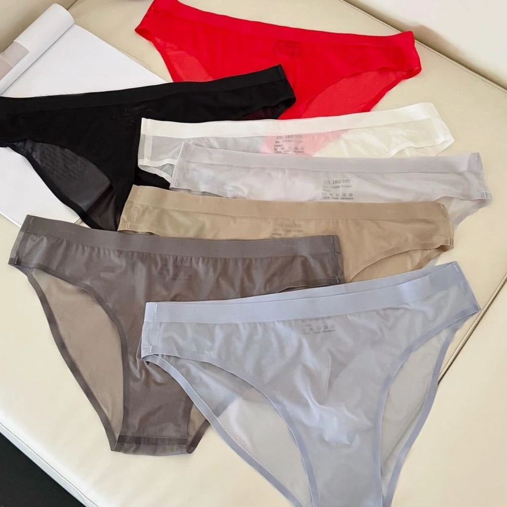 Fashion 2026 Men's Panties Seamless Sheer Ice Silk Cooling Breathable Soft Briefs Pouch Underwear Daily Basic Style