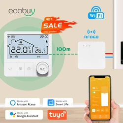 Tuya Wifi Boiler Thermostat Wireless Heating Room Thermostats Wifi Battery Operated Gas Boiler Water Heating Alexa Google Home