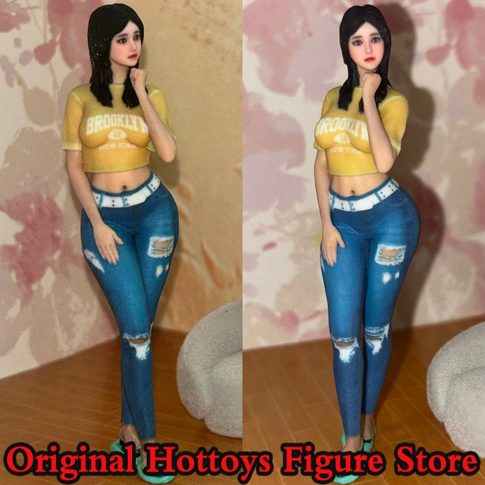 

In Stock 1/18 Scale Female Soldier Casual Jeans Beauty Mini Realistic Sculpture Full Set About 9cm Action Figure Model Gifts