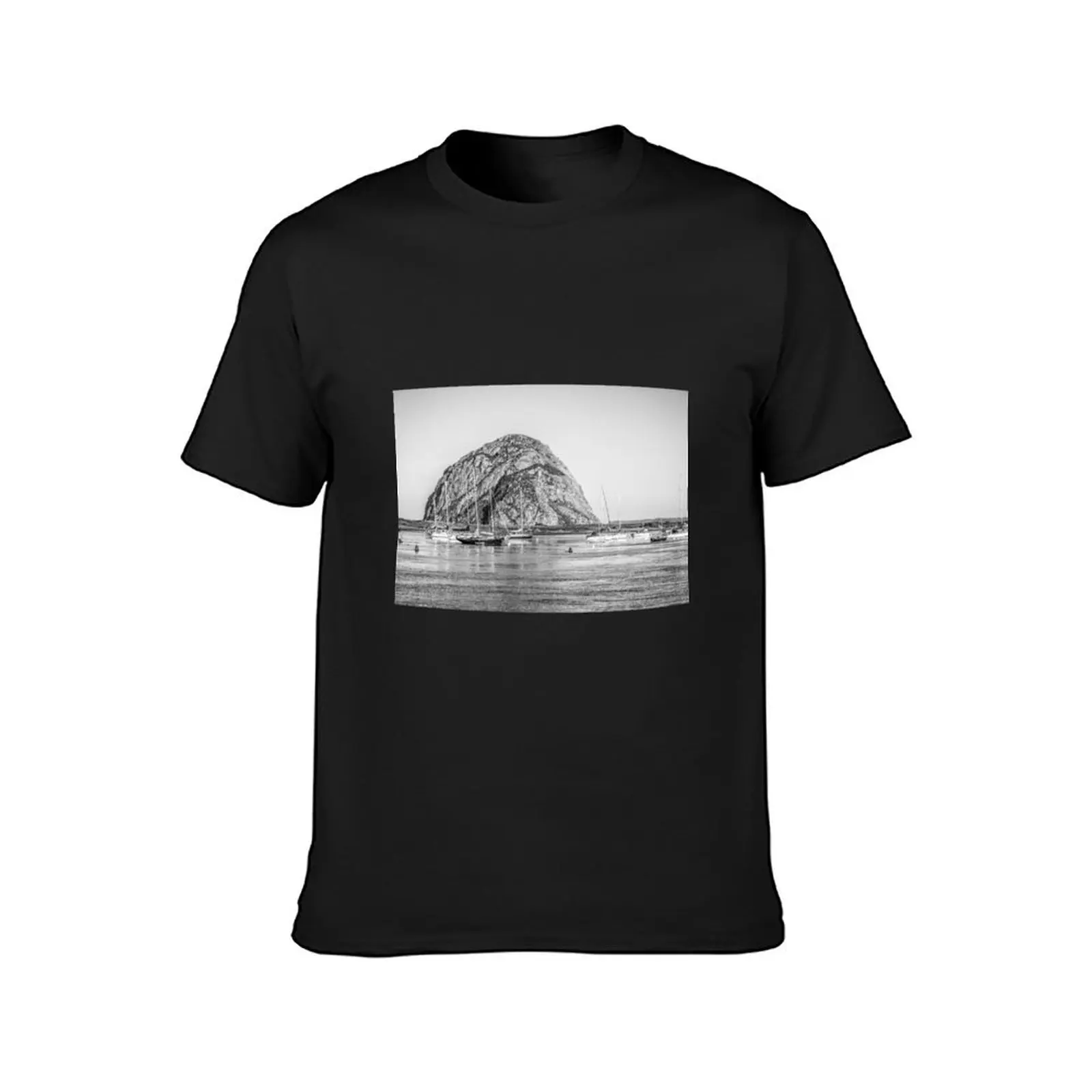 Morro Rock Monochrome T-Shirt vintage clothes anime clothes plain t shirts men