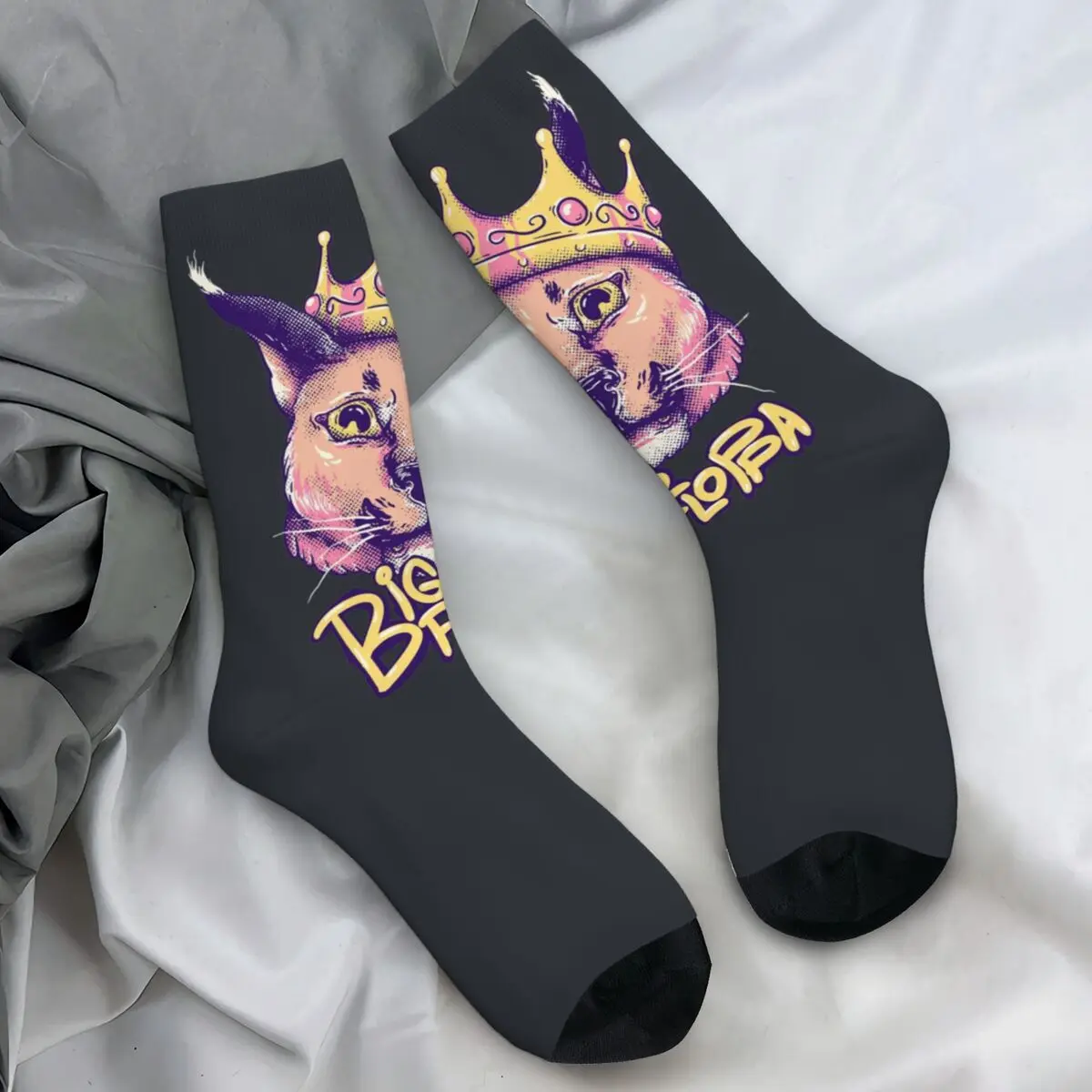 Unisex Men Socks Big Floppa Animal Cats Stockings Winter Funny Warm Soft Socks Design Skateboard Non Skid Socks