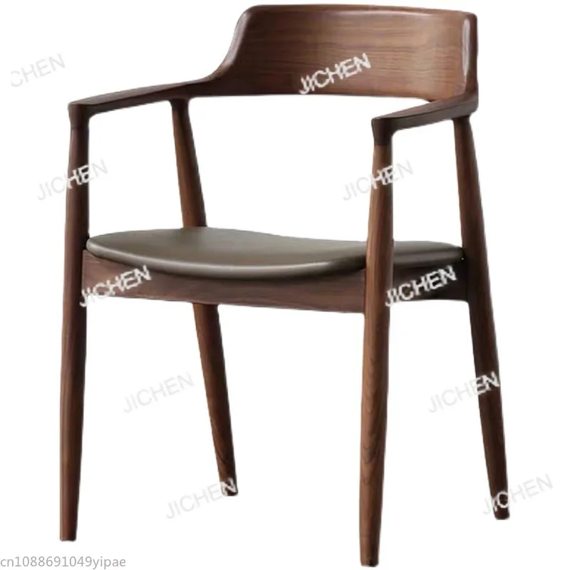 

JC Solid Wood Chair Hiroshima Chair Ash Log Armrest Backrest Chair B&B Cafe Reception Hotel Dining Home Furniture