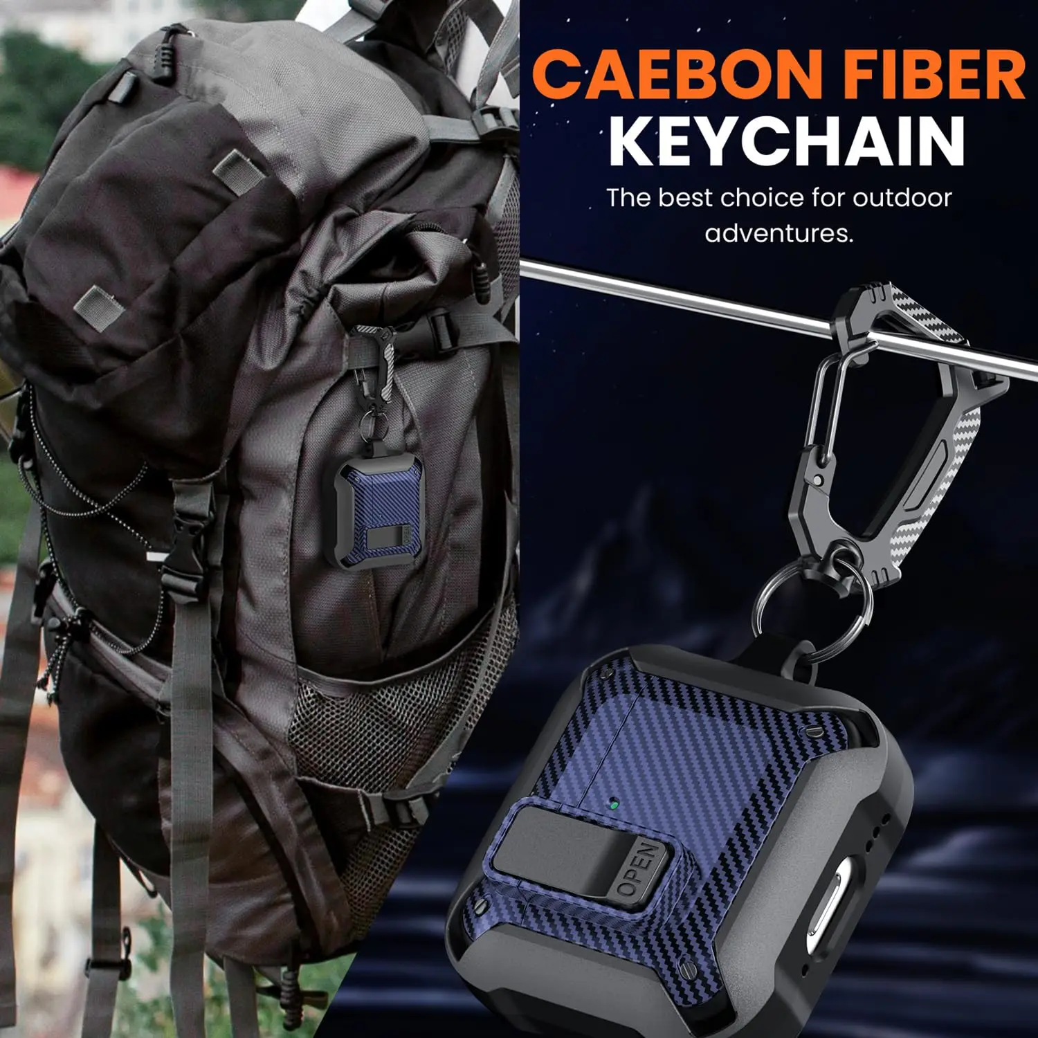 Funda para AirPods 4, funda con Kit de limpieza, funda de bloqueo seguro, funda protectora de fibra de carbono TPU para nueva funda de carga Airpods 4