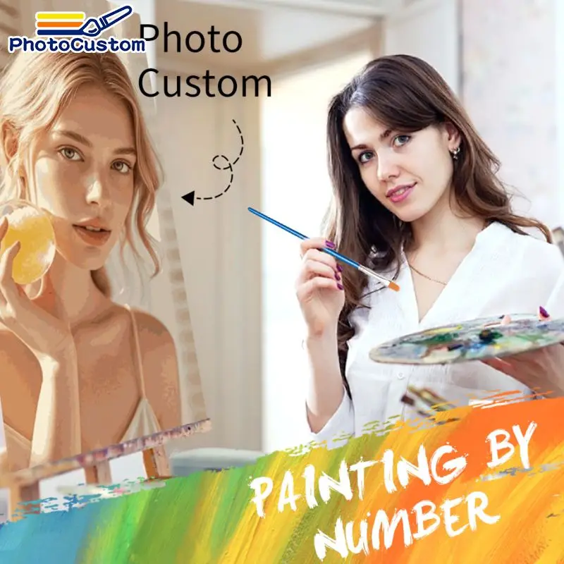 

Картина по номерам PhotoCustom: создайте свой собственный портрет по фото, раскрасьте номера, ручная роспись, декор для дома, индивидуальный семейный портрет