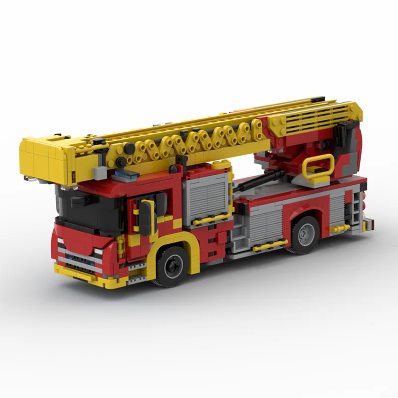 Veículo de combate a incêndio moc tijolos de construção londres brigada de incêndio lfb modelo tecnologia de construção bloco modular brinquedo diy presentes do feriado