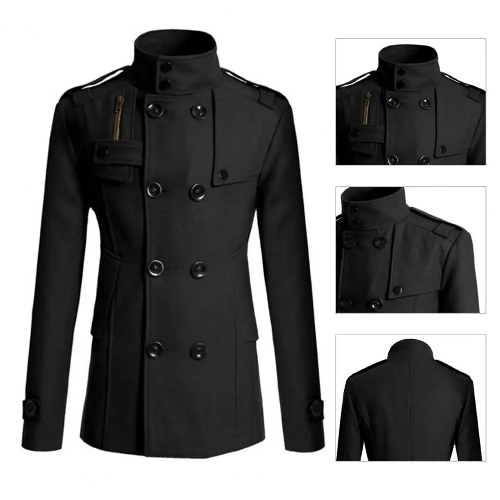 Fabulous Men Coat Formal Wear-resistant Warm Stand Collar Fall Coat  Men Jacket Cardigan