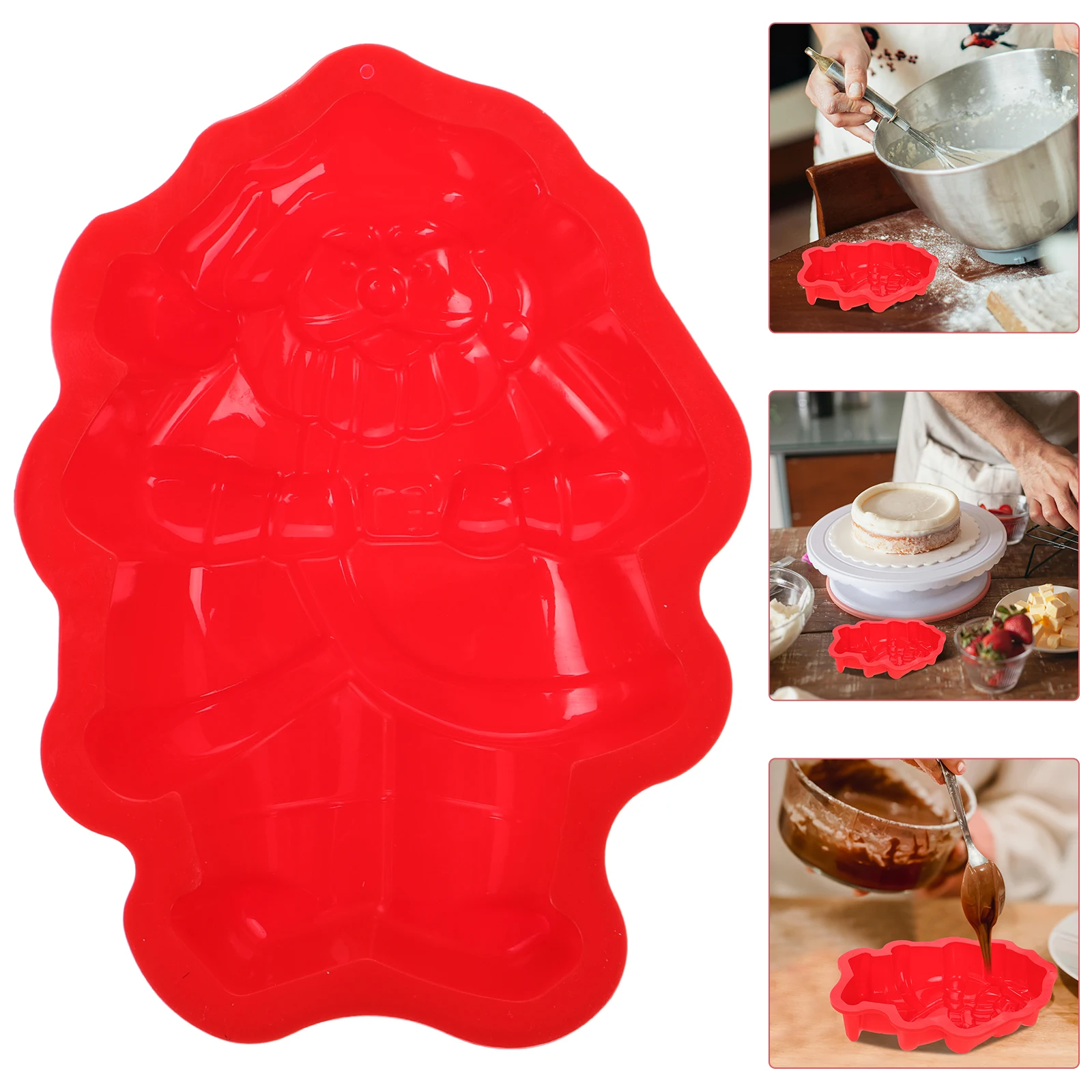 

Santa Claus Silicone Baking Mold Cake Fondant Chocolate Candy Mold Non-Stick Eco-Friendly Diy Party Use Red Green Random