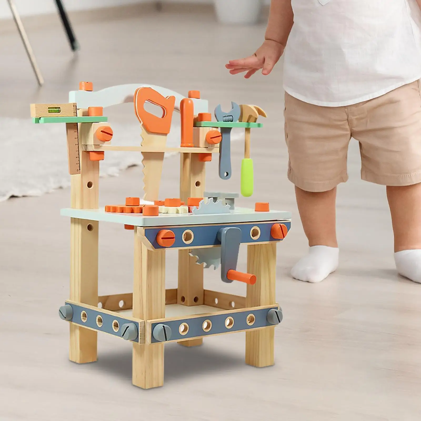 

Wooden Tool Bench Toy Screw and Nut Assembly Toy Montessori Toy Creative Children Repair Play Tool Set for Girls Boys Child