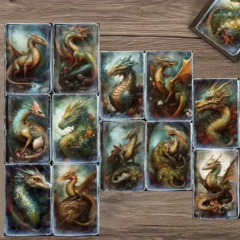 20PCS Colorful Dreamy Dragon Shadow Cardboard Postcards, Suitable for Scrapbook, Handicraft Decoration, Modern Home Decoration