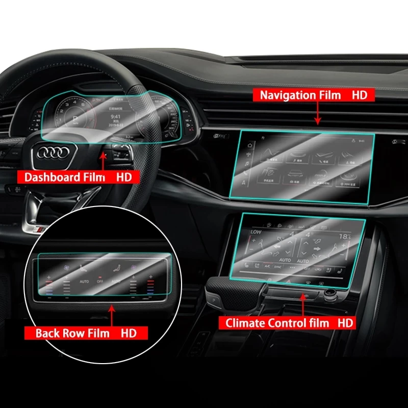 Tempered Glass Protective Film For Audi Q7 Q8 2020 2021 2022 Car Navigation Screen Dashboard Screen Auto interior accessories