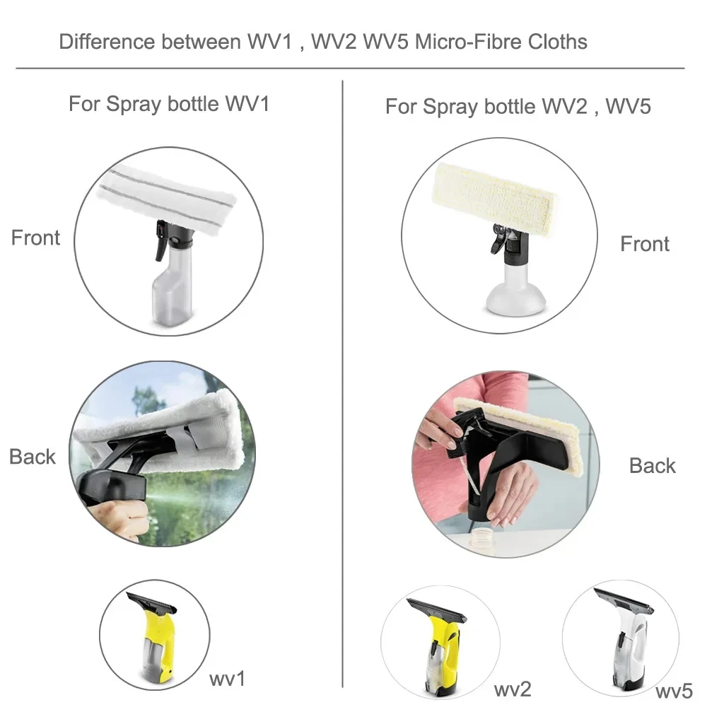 Washable Mop Cloth For Karcher WV1 WV50 WV75 WV2 WV5 Window Cleaning Machine Replacement Vacuum Cleaner Microfibre Mop Cloths
