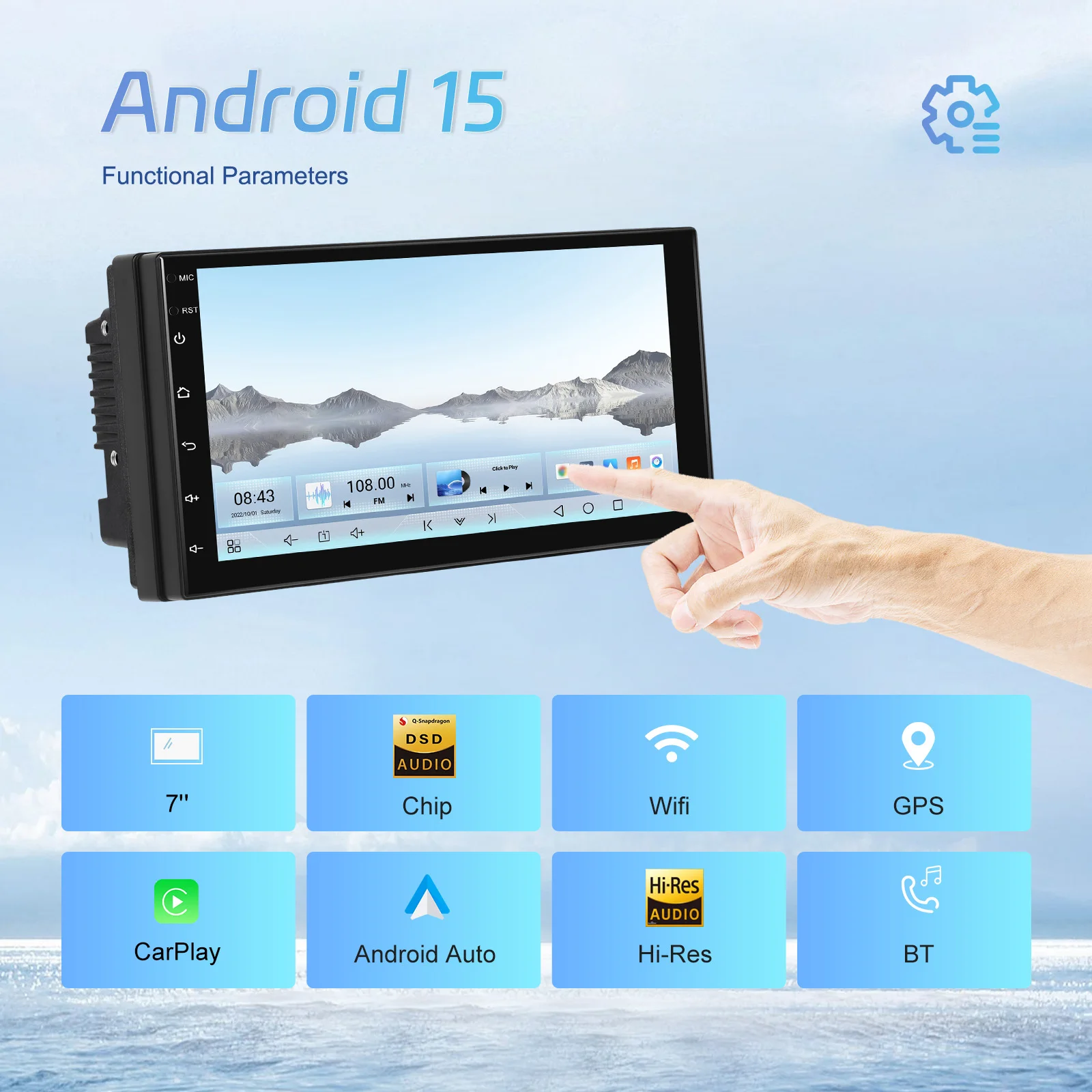 Podofo 2Din 4+64G Android Autoradio Snapdragon 8-Kern Universelles Intelligentes Autosystem Carplay Android Auto GPS WLAN Mirror Link – Detail 16