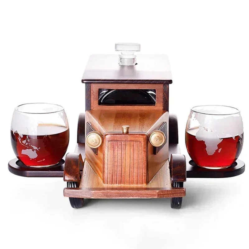 Decanter per liquori vecchio stile da 1000 ml con 2 bicchieri da whisky