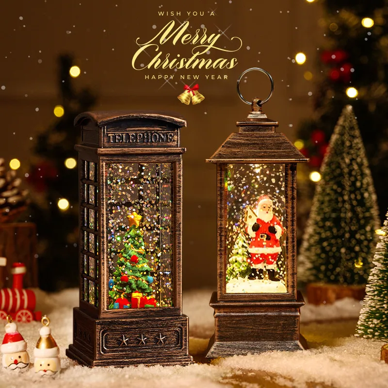 Christmas tree decorations, desktop ornaments, Santa Claus photos, atmosphere, scene arrangement, Christmas lights, gifts