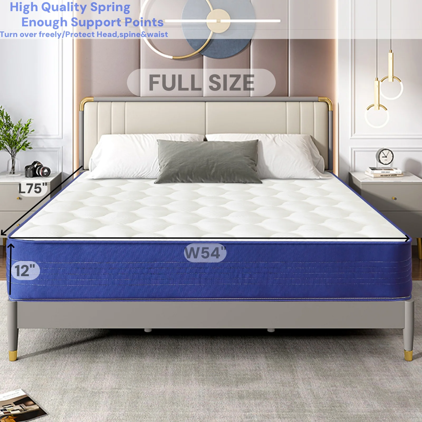 Supportive Spring Gel Memory Foam Mattress, CertiPUR-US and Oeko-TEX Certifed Bed-in-a-Box 10-Inch 12-Inch