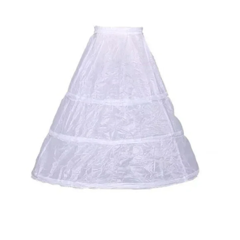 High Quality White 3 Hoops A-Line Petticoat Crinoline Slip Underskirt For Ball Gown Wedding Dress