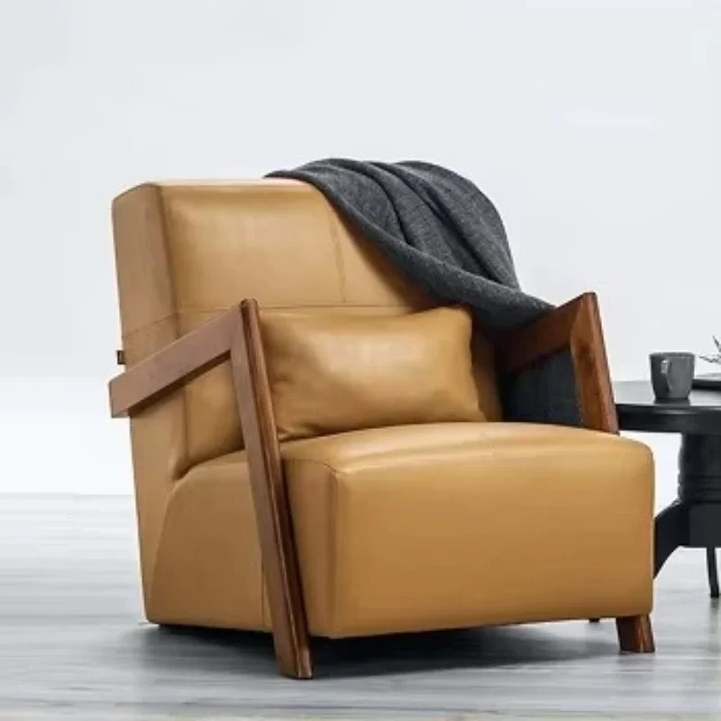 Living room leather upholstered, chair leisure chair single sofa with back armrest